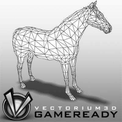 3D Model of Low Poly Game Ready Animals - Arab Horse - 3D Render 2